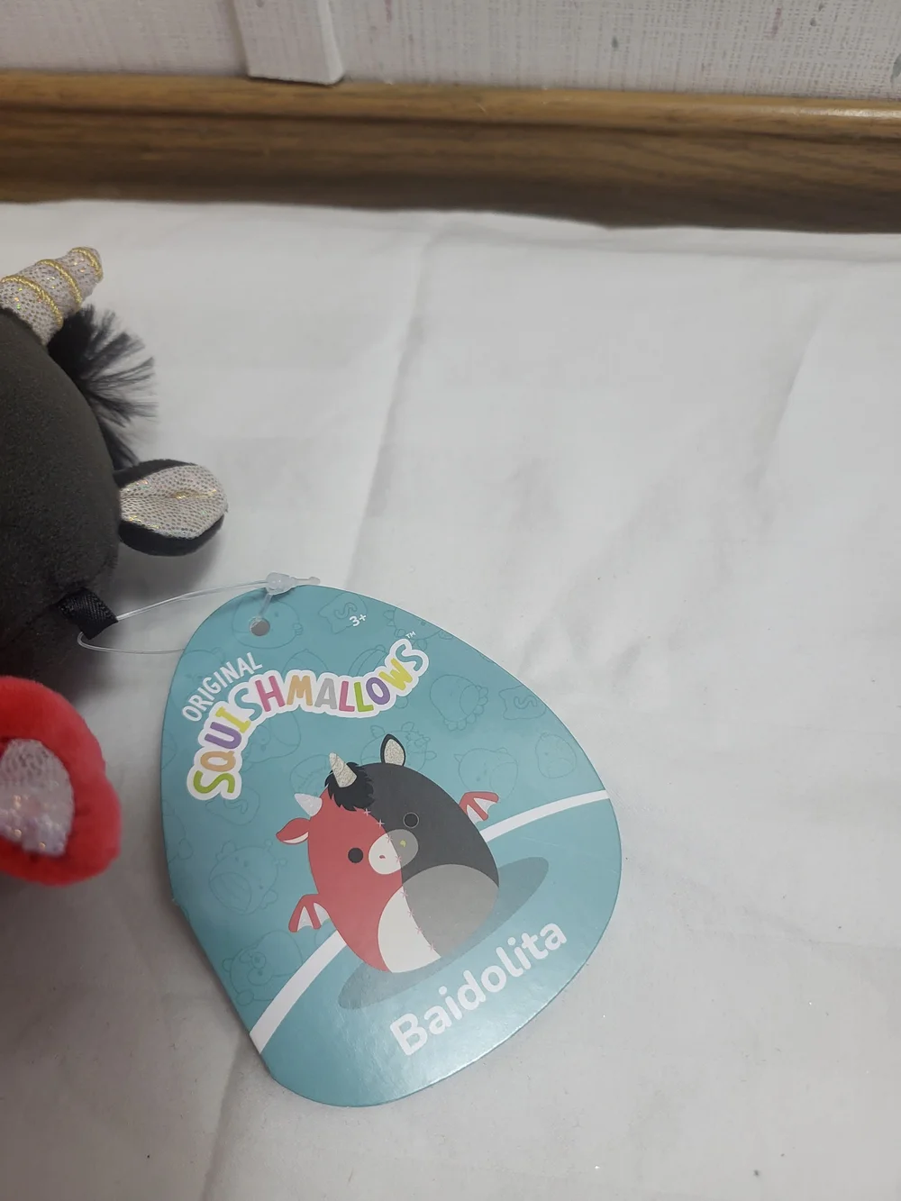 Squishmallows Red and Black Unicorn Cow Plush